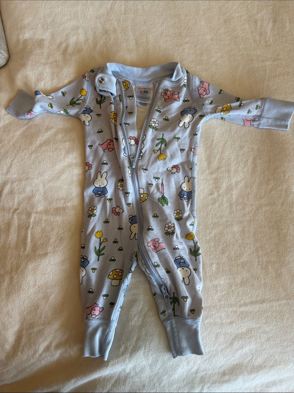 Hanna Andersson Light Blue Miffy & Floral Zip One-Piece